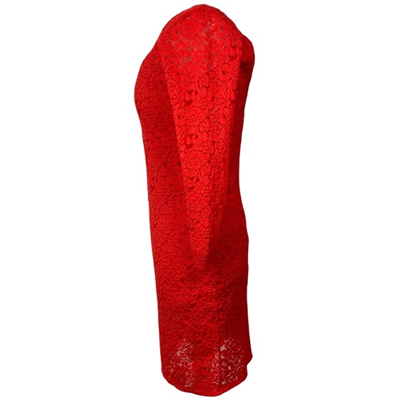 SUZY SHIER Dress Mini Lace Long Sleeve Red Size M - Picture 3 of 6